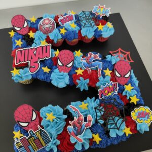 Spiderman pull apart cupcake cake