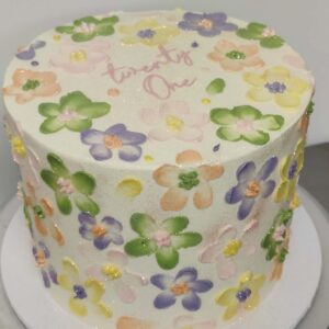 Buttercream painted floral cake
